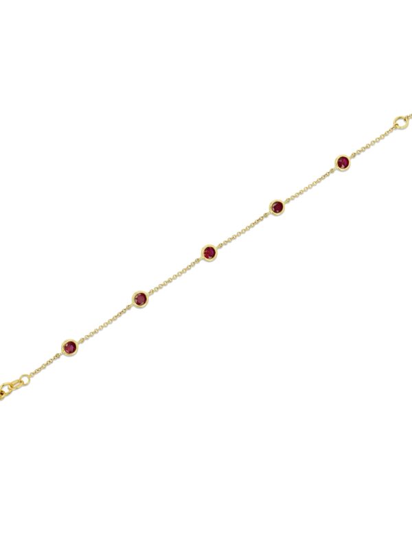 Ruby 18k Yellow Gold Station Bracelet 2