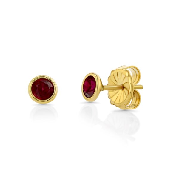 Ruby 18k Yellow Gold Wire Wrap Stud Earrings