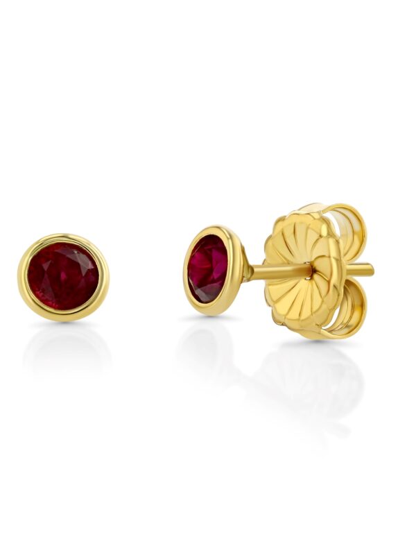 Ruby 18k Yellow Gold Wire Wrap Stud Earrings