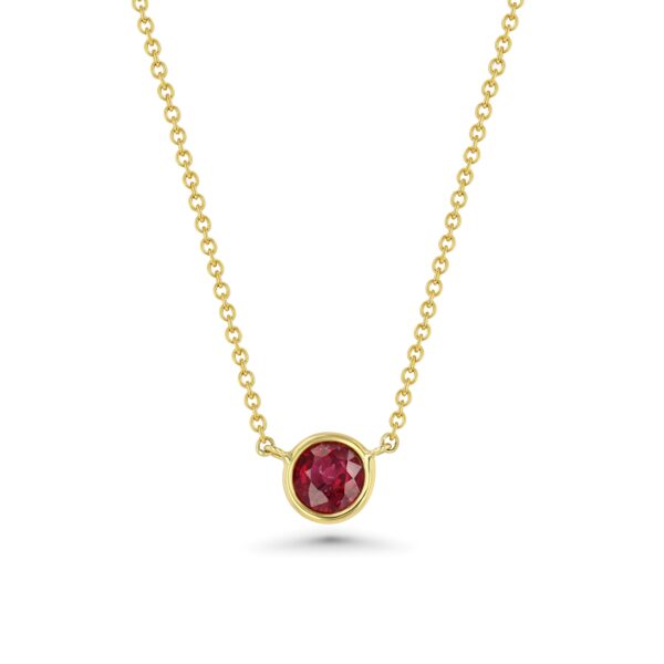 Ruby Wire Wrap 18k Yellow Gold Necklace