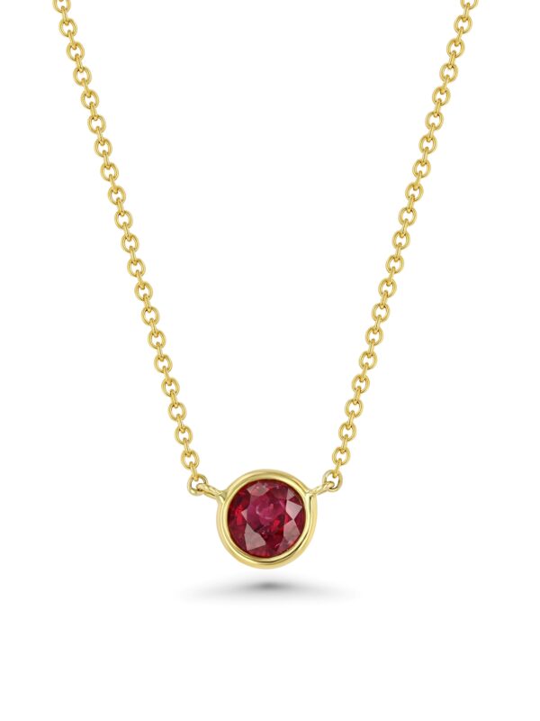 Ruby Wire Wrap 18k Yellow Gold Necklace