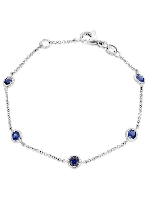 Sapphire 18k White Gold Station Bracelet