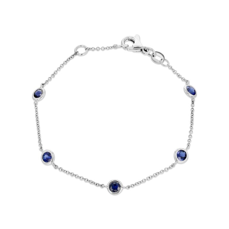 Sapphire 18k White Gold Station Bracelet