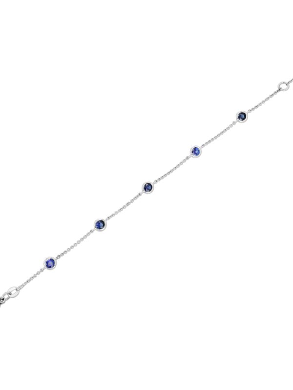 Sapphire 18k White Gold Station Bracelet 2