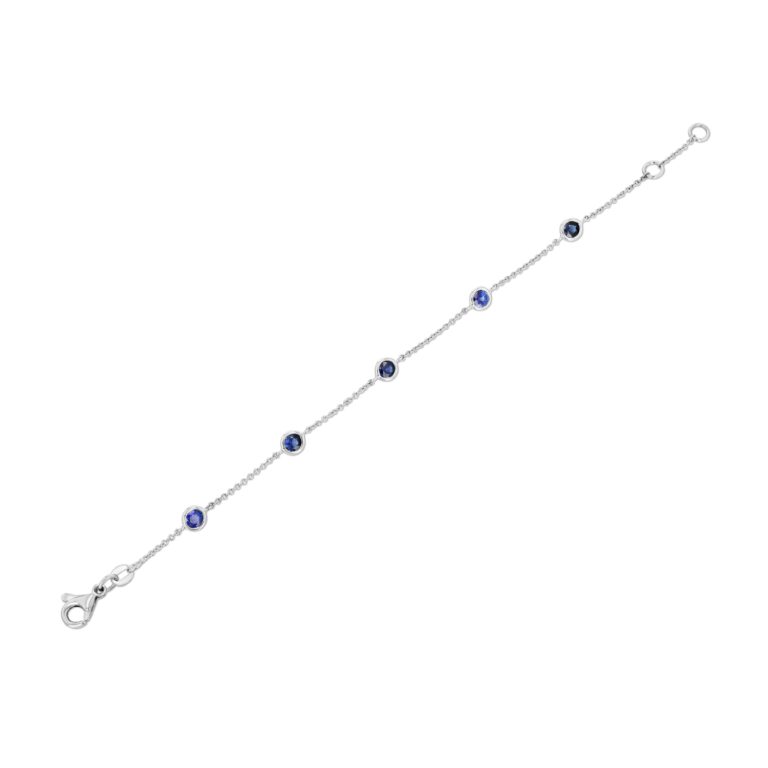 Sapphire 18k White Gold Station Bracelet 2