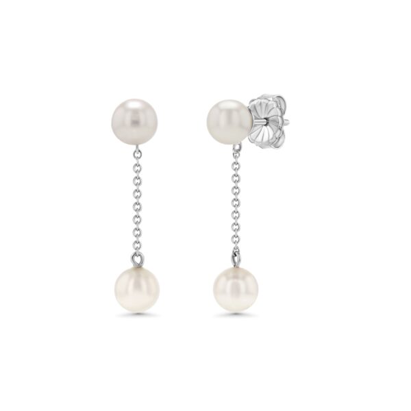 Two Pearl Drop Earrings 18k Gold