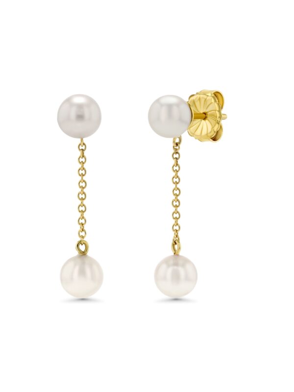 Two Pearl Drop Earrings 18k Gold