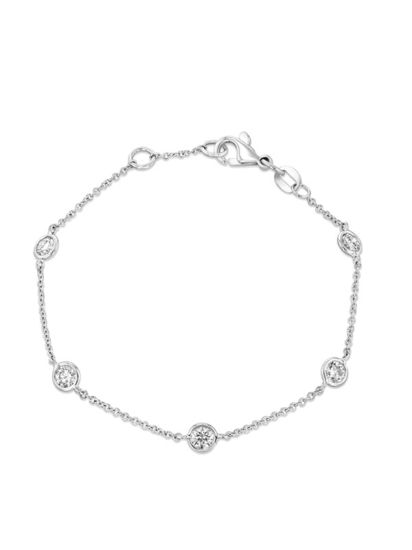 Diamond 18k White Gold Station Bracelet