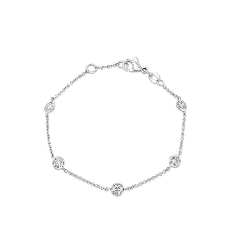 Diamond 18k White Gold Station Bracelet