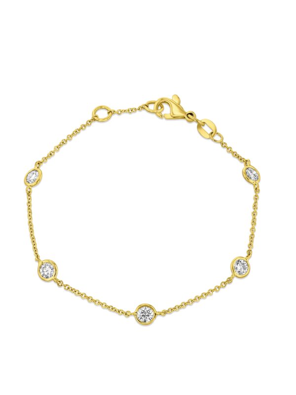 Diamond 18k Yellow Gold Station Bracelet