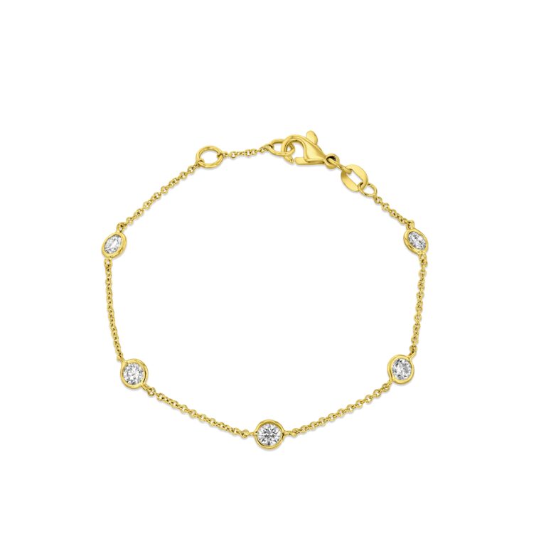 Diamond 18k Yellow Gold Station Bracelet