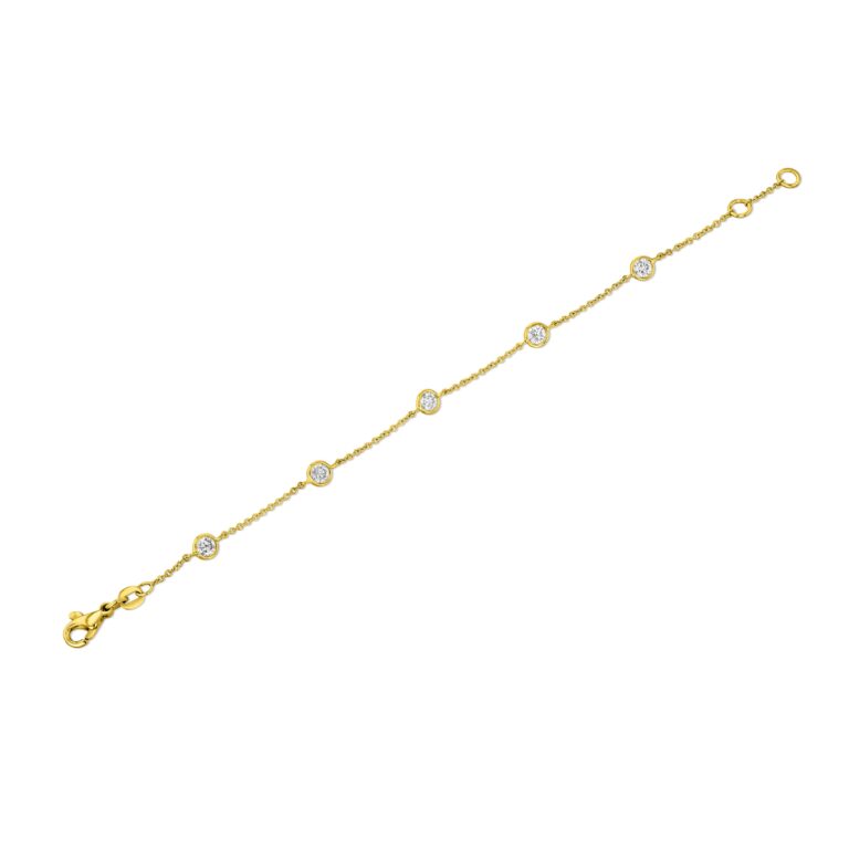 Diamond 18k Yellow Gold Station Bracelet 2