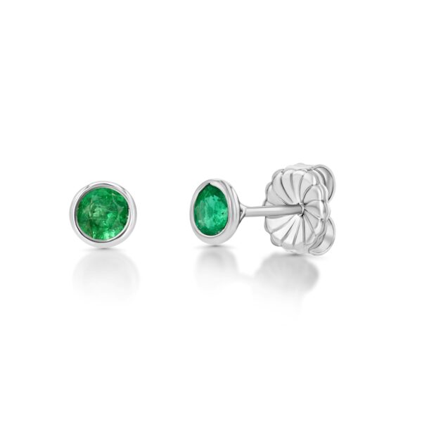 Emerald 18k White Gold Wire Wrap Stud Earrings