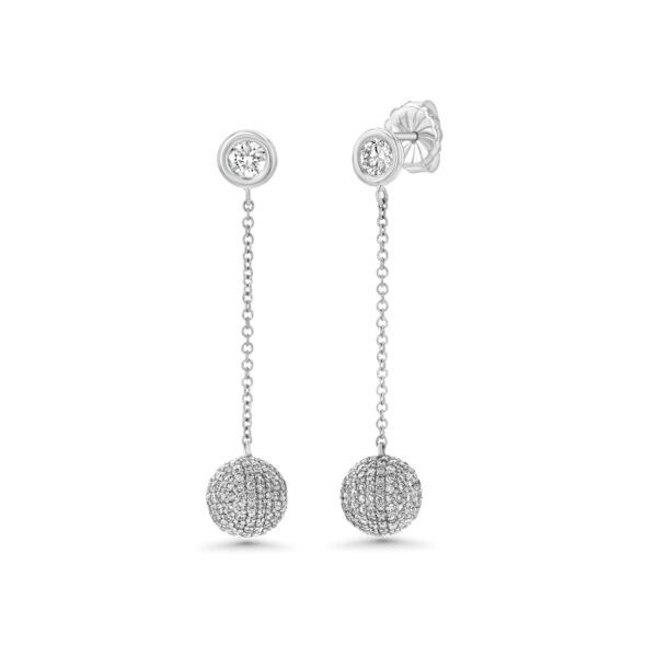 Pavé Diamond Sphere 18k White Gold Earrings