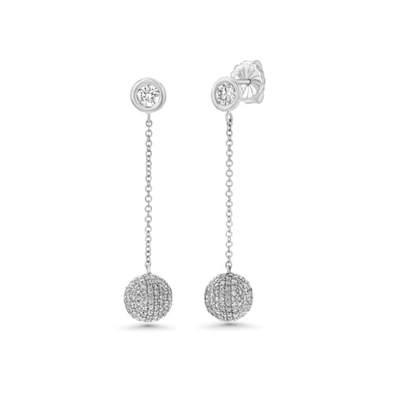 Pavé Diamond Sphere 18k White Gold Earrings