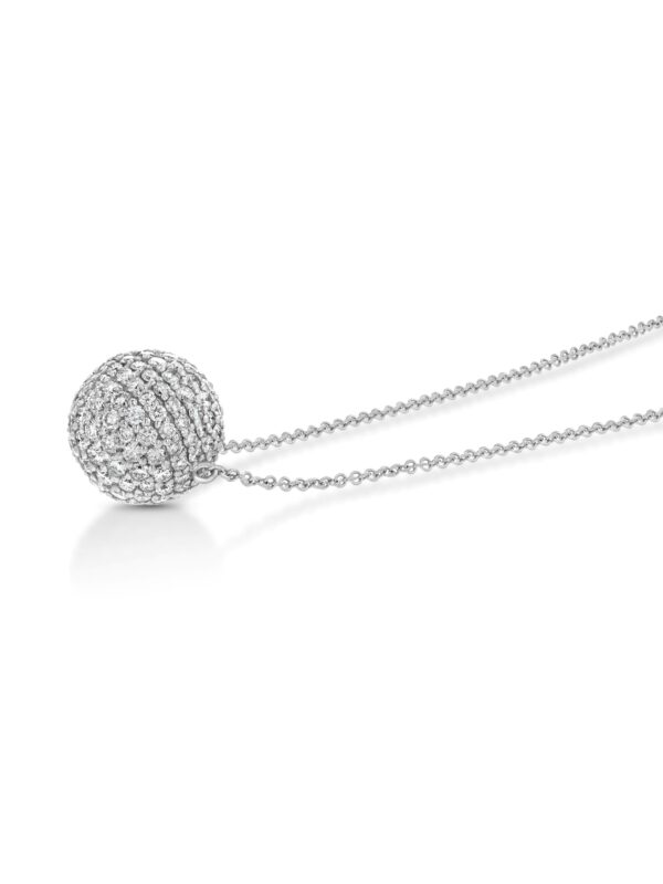 Pavé Diamond Sphere 18k White Gold Necklace 2