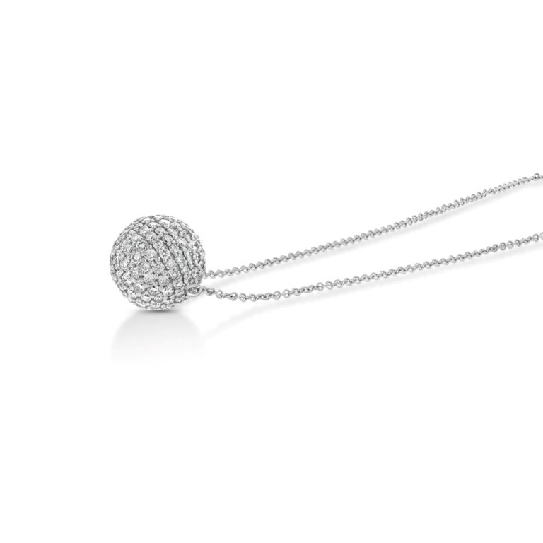 Pavé Diamond Sphere 18k White Gold Necklace 2