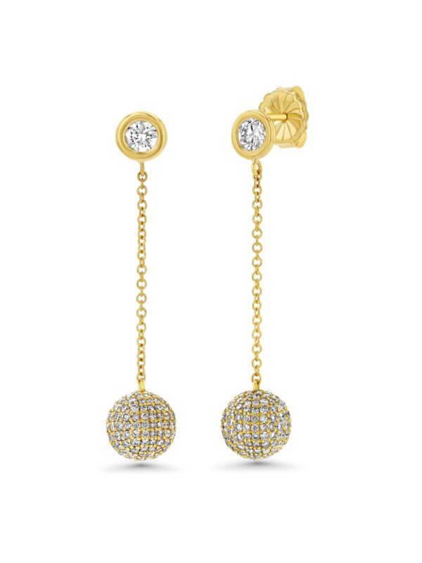 Pavé Diamond Sphere 18k Yellow Gold Earrings