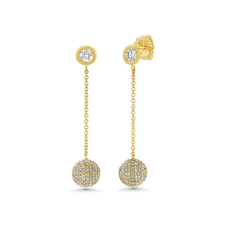 Pavé Diamond Sphere 18k Yellow Gold Earrings