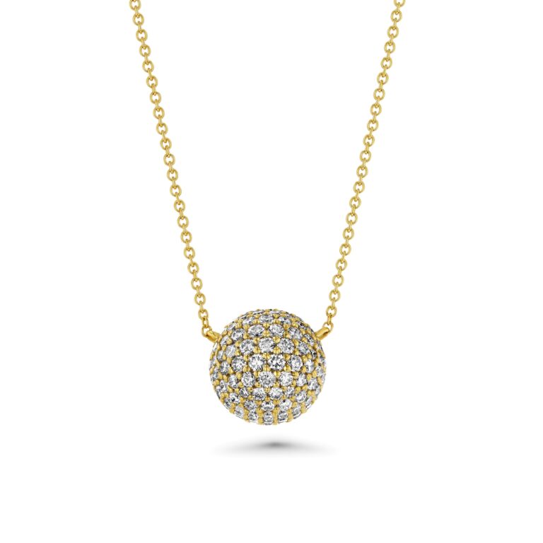 Pavé Diamond Sphere 18k Yellow Gold Necklace