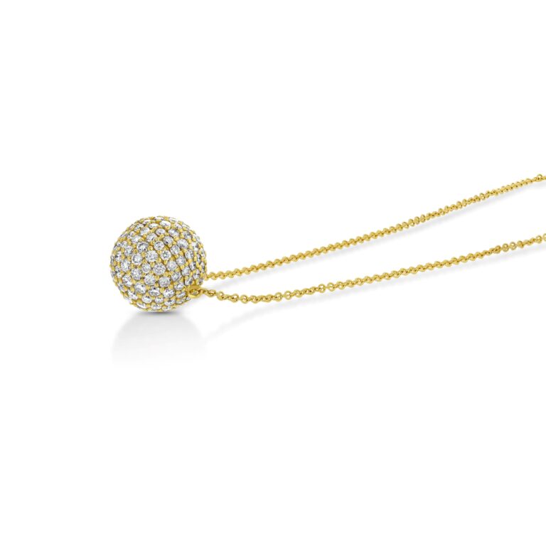 Pavé Diamond Sphere 18k Yellow Gold Necklace 2