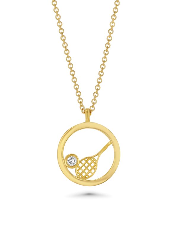 18k Tennis Racket Necklace