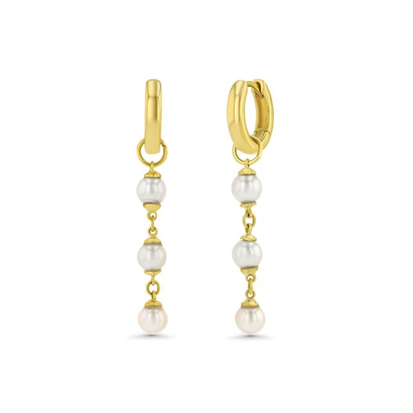 3 Pearl Drop Hoop Earrings