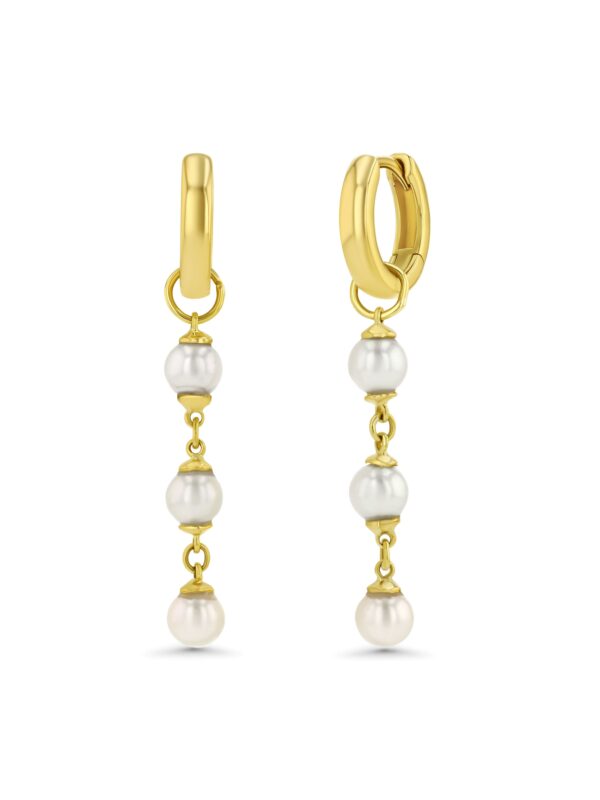 3 Pearl Drop Hoop Earrings