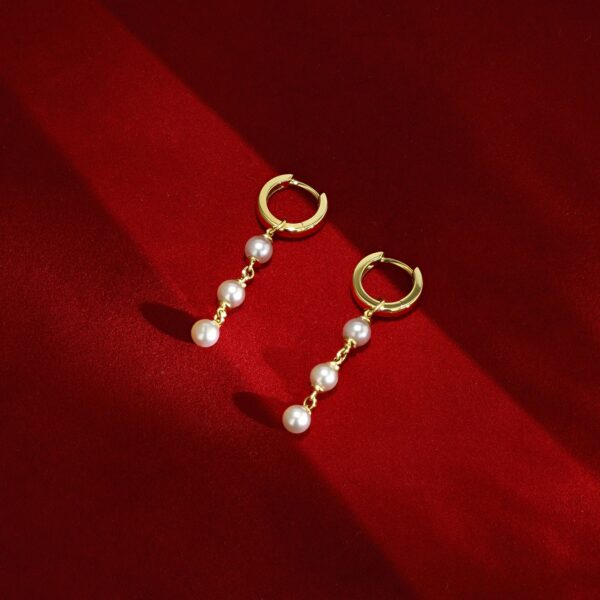 3 Pearl Drop Hoop Earrings