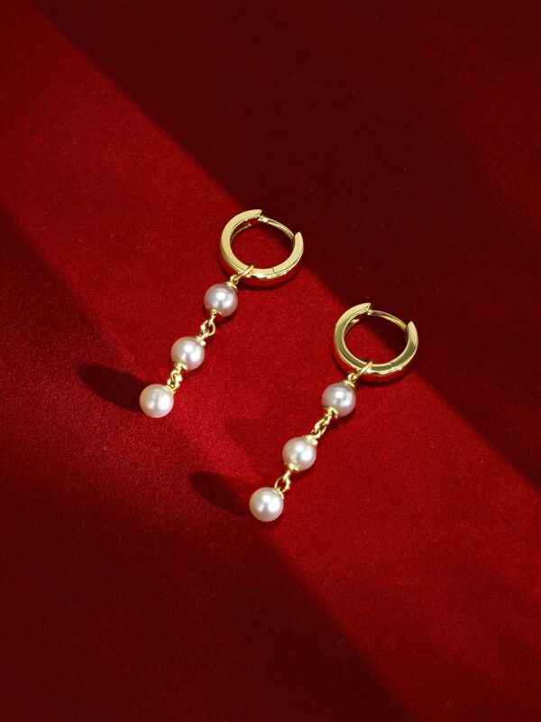 3 Pearl Drop Hoop Earrings 2