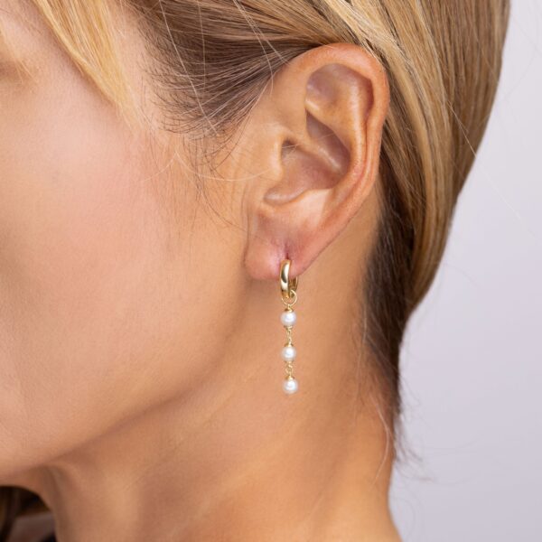 3 Pearl Drop Hoop Earrings